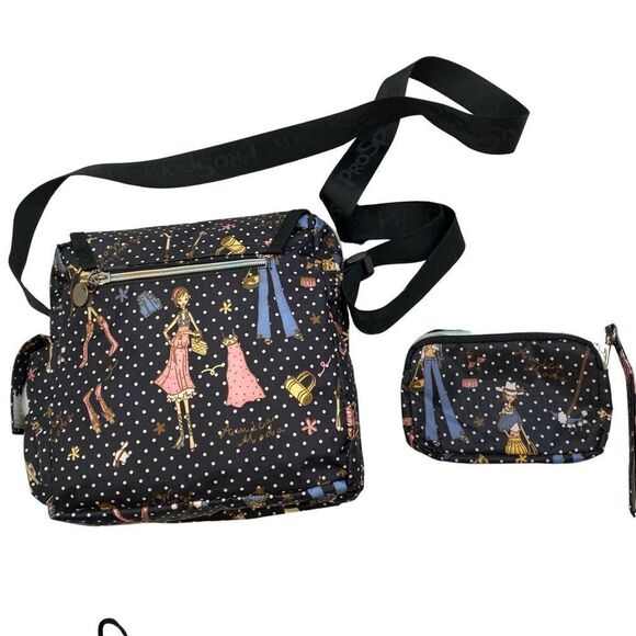 Prosports Brand Graphic Print Crossbody and Matching Wallet Rainbow Zippers - Picture 5 of 14
